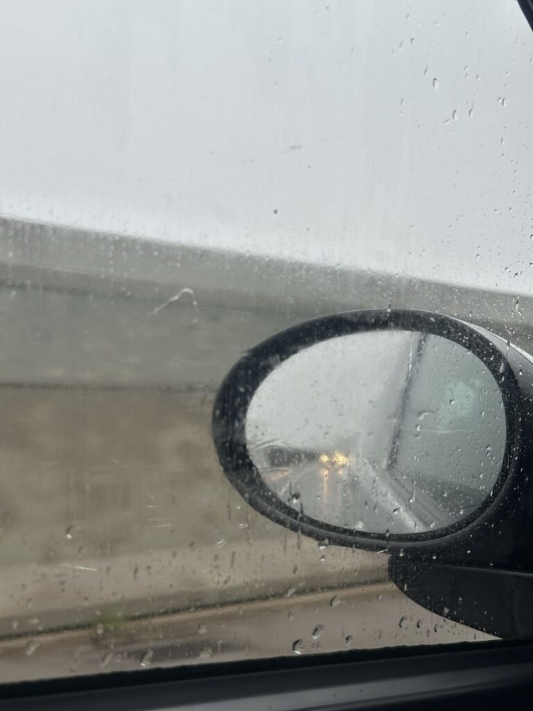 Driving in the rain in a Toyota Aygo, low visibility, and foggy windows